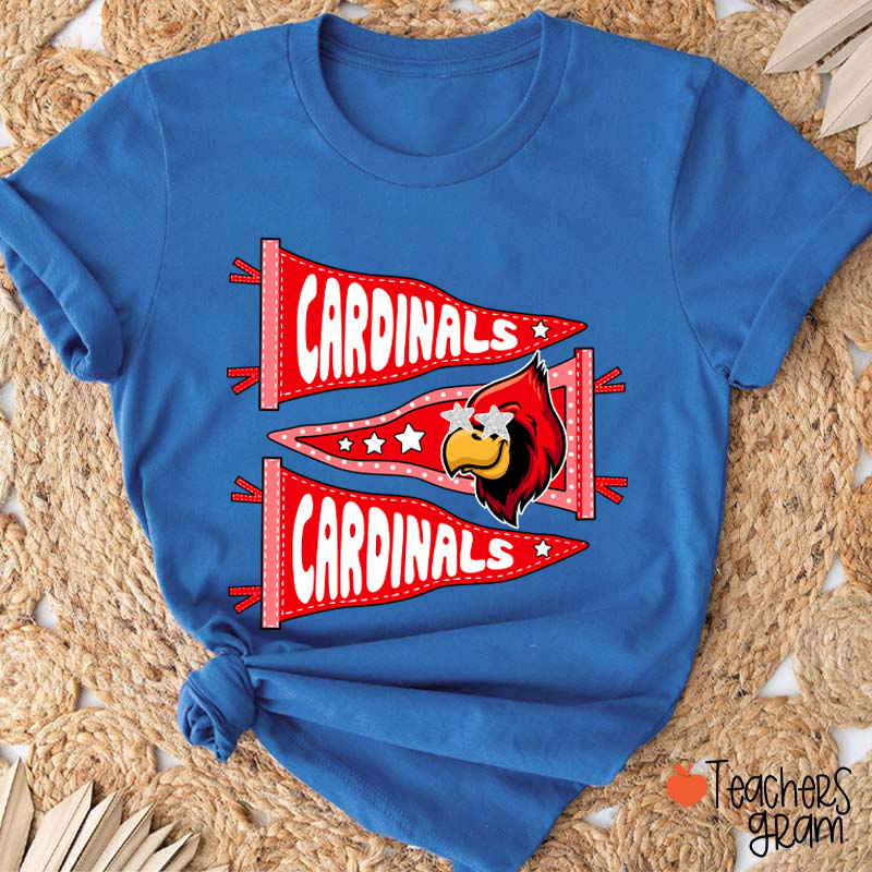 Personalized Starry Eyes Mascot Pennant Game Day Teacher T-Shirt