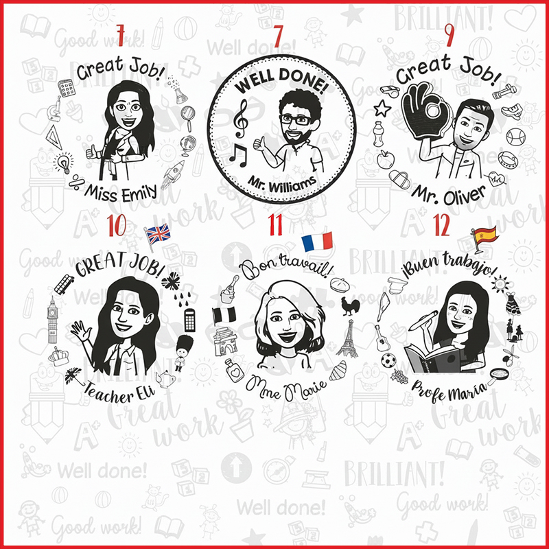 Personalized Face Emoji Grading Teacher Stamp