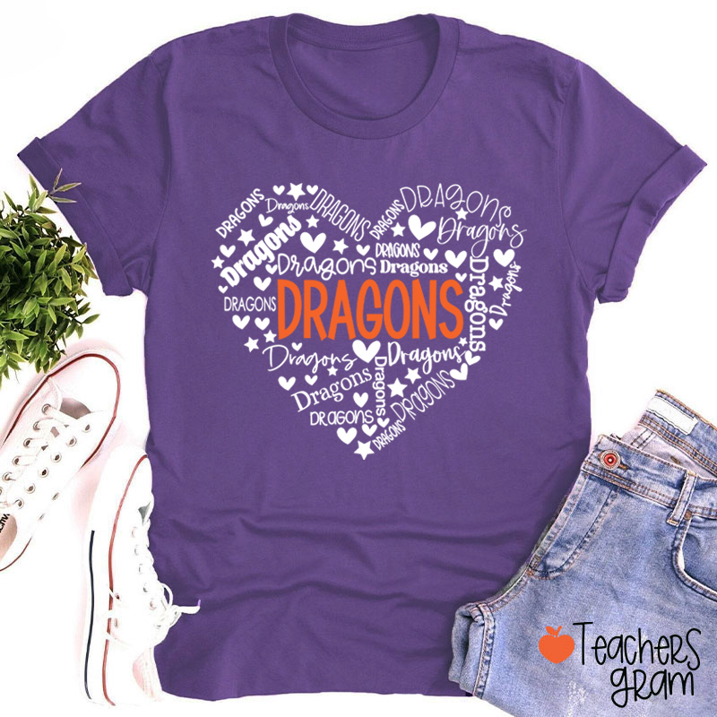 Personalized Mascot Heart Teacher T-Shirt