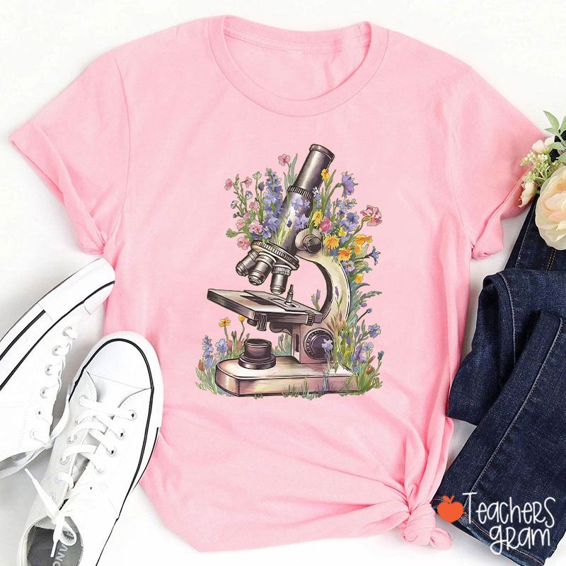 Floral Microscope Nurse T-Shirt