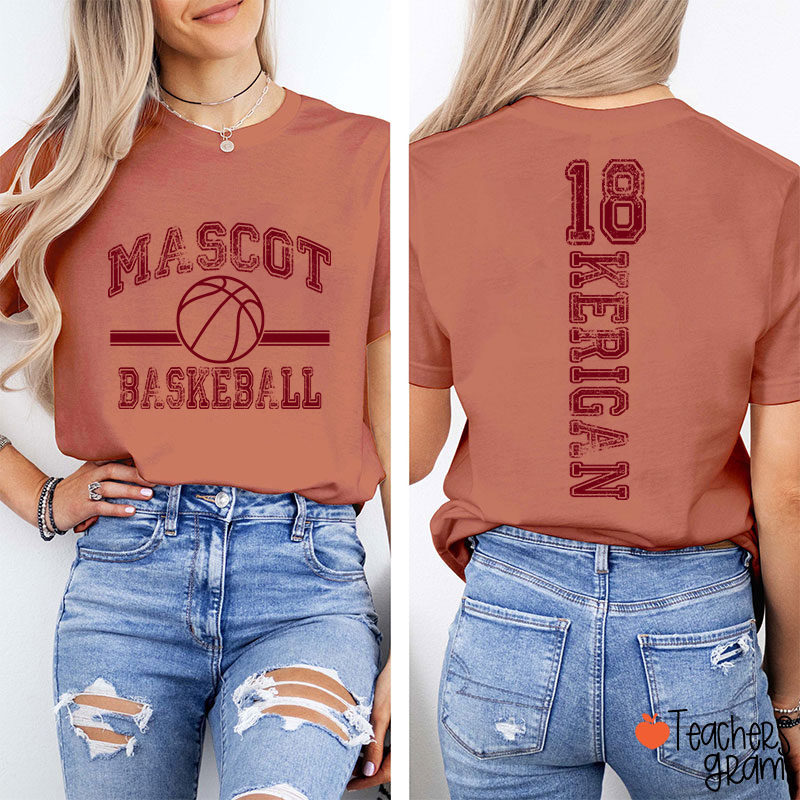 Personalized Mascot Vintage Sport Theme Teacher Two Sided T-Shirt