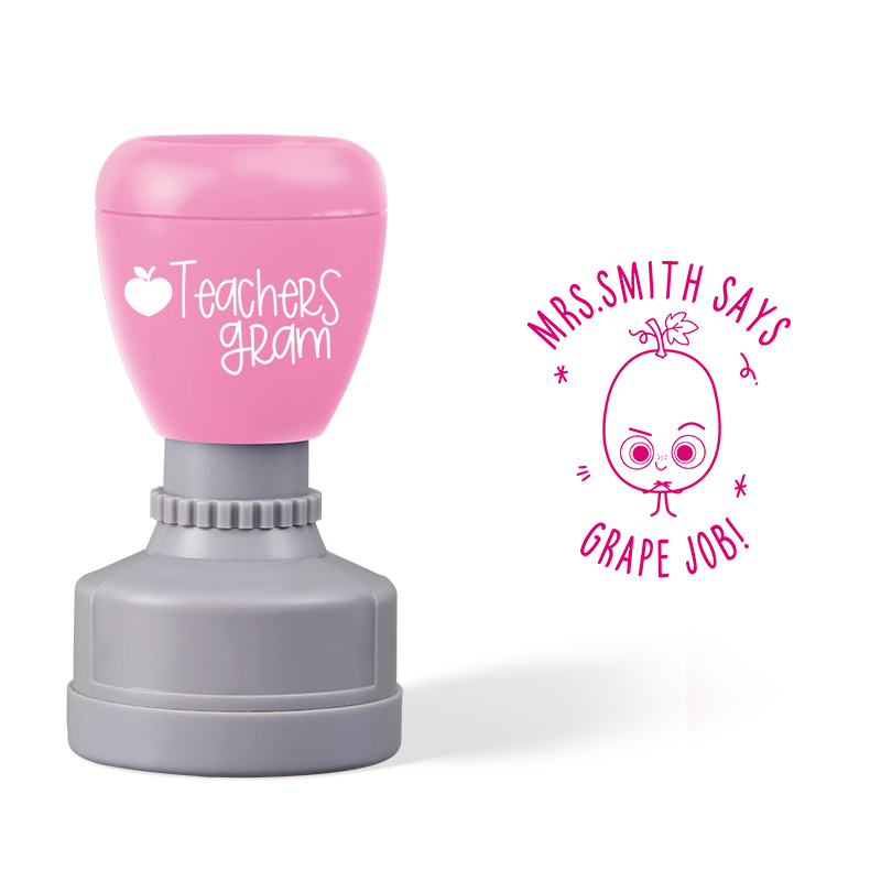 Personalized Name Says Grape Job Teacher Stamp