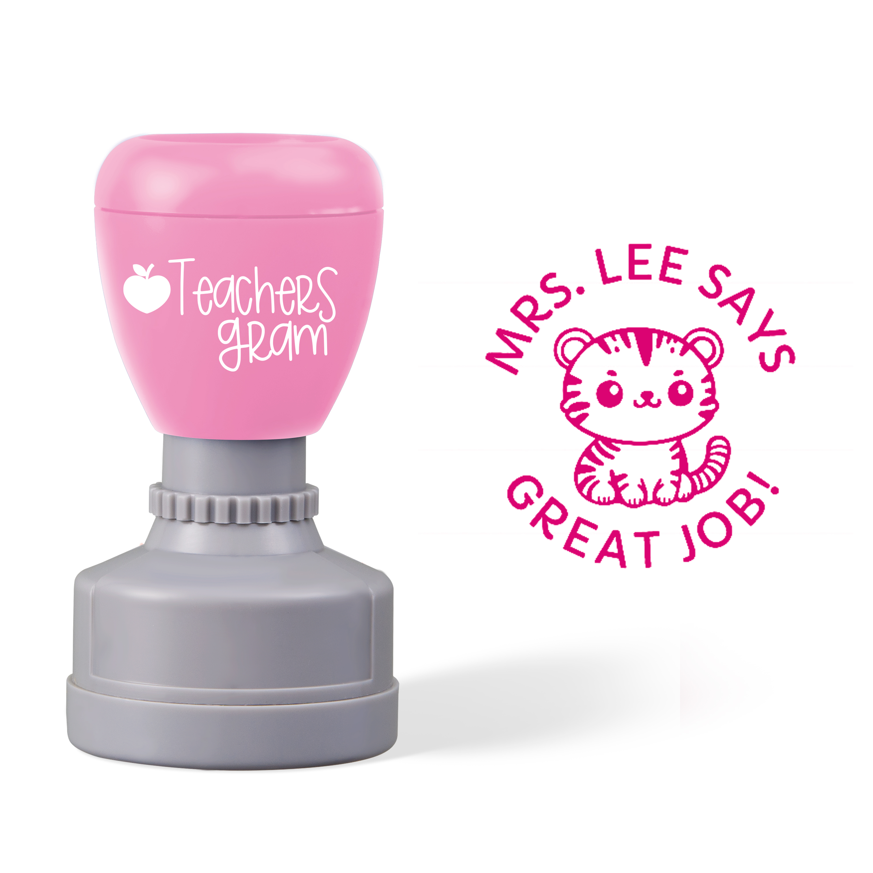 Personalized Name Great Job Cat Teacher Stamp