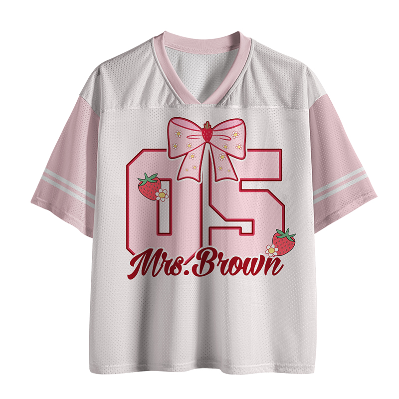 Personalized Grade And Name Strawberry Teacher Mesh Jersey