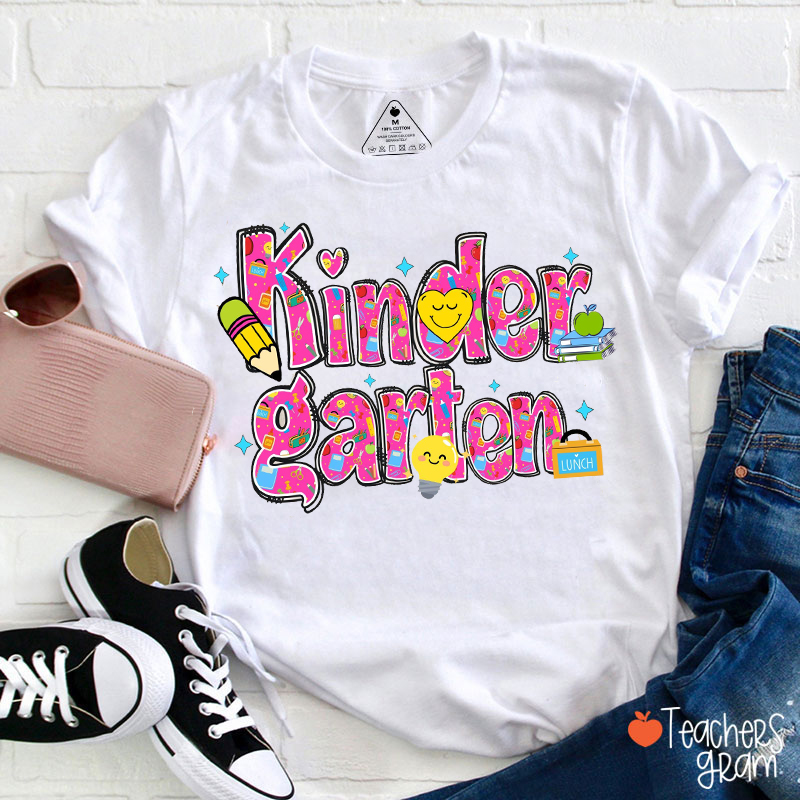 Personalized Grade School Doodle Letter Teacher T-Shirt