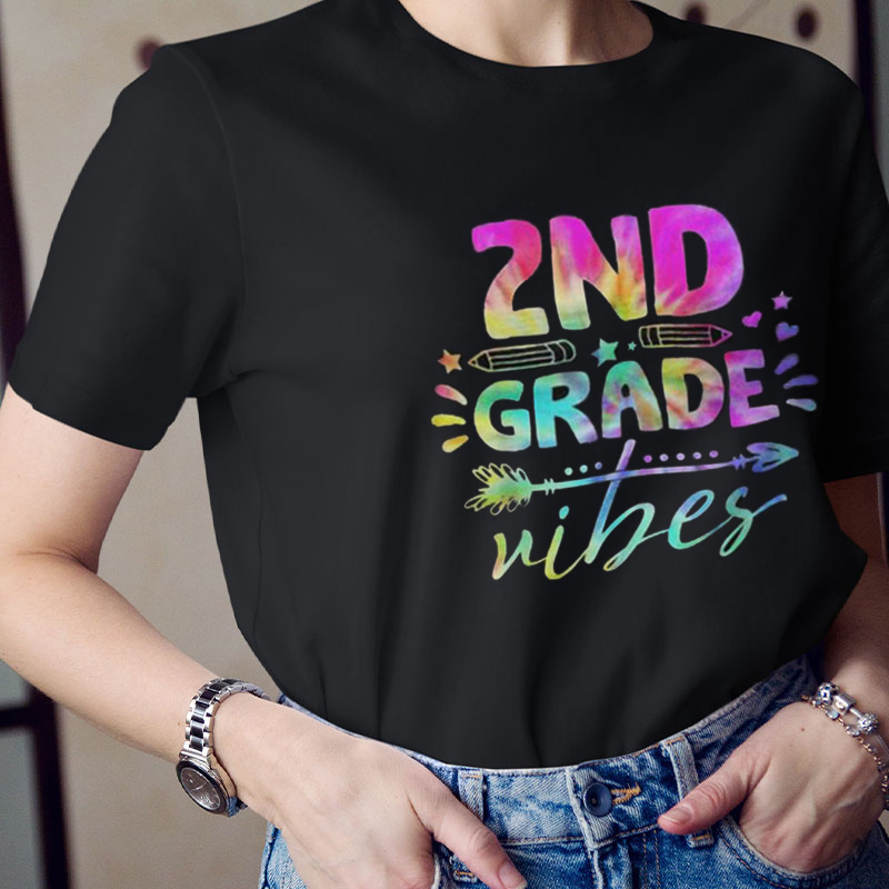 Personalized Class Vibes Tie Dye Back To School Teacher T-Shirt