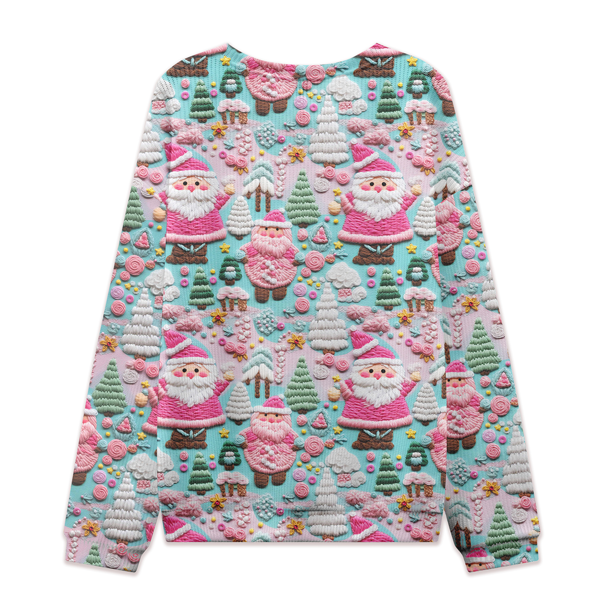 Pink Christmas Teacher Cable Knit Sweatshirt