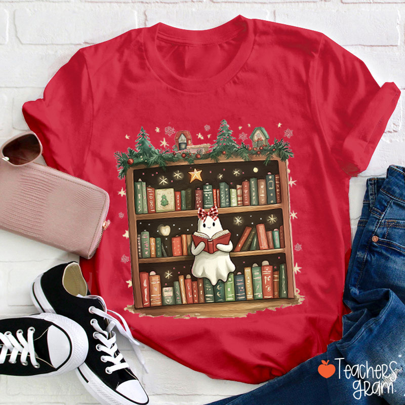 Reading Ghost Christmas Teacher T-Shirt