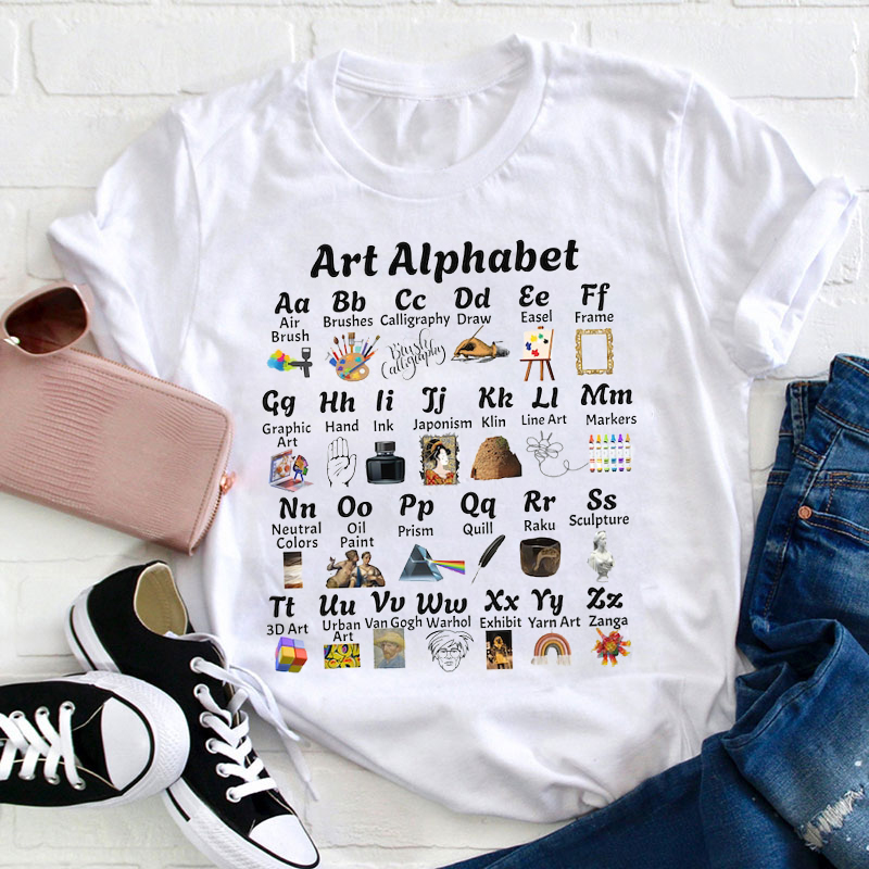 Art Alphabet Cute Art Icons Teacher T-Shirt