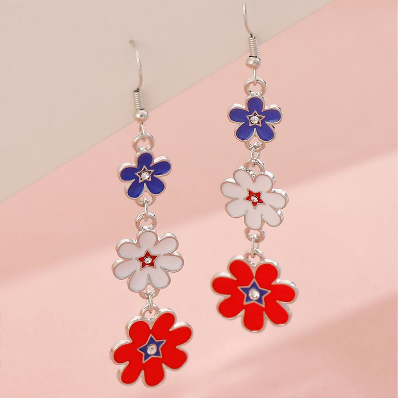 Independence Day Flower Teacher Metal Earrings