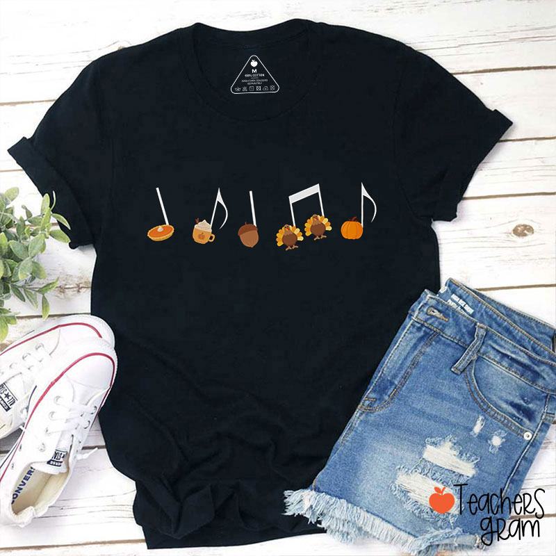 Turkey Pumpkin Music Note Teacher T-Shirt