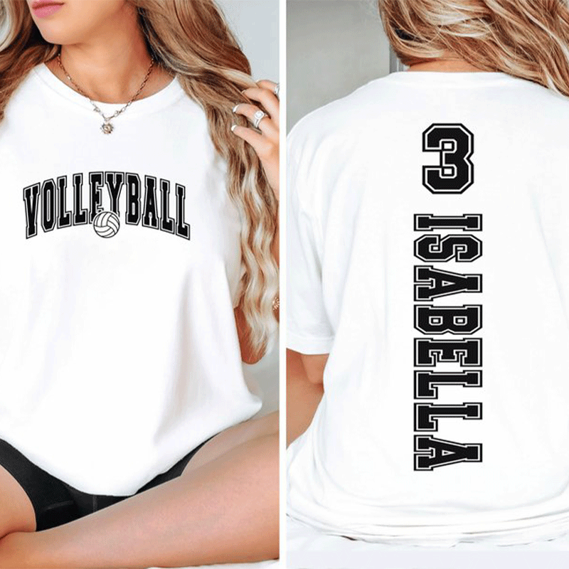 Personalized Sport Number And Name Teacher Two Sided T-Shirt