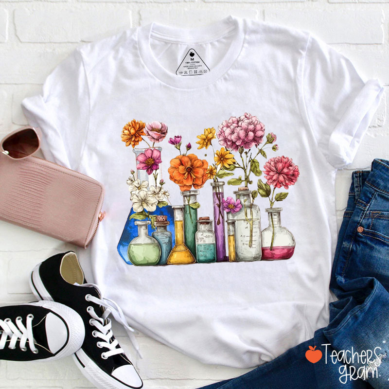 Science In Flowers Teacher T-Shirt