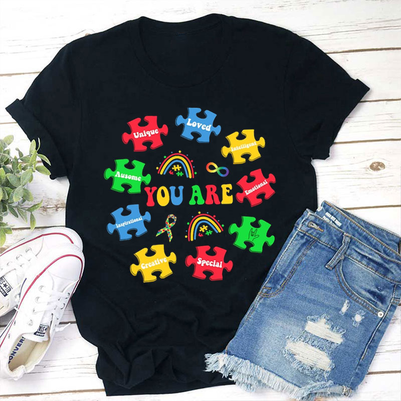You Are Ausome Color Puzzle Teacher T-Shirt