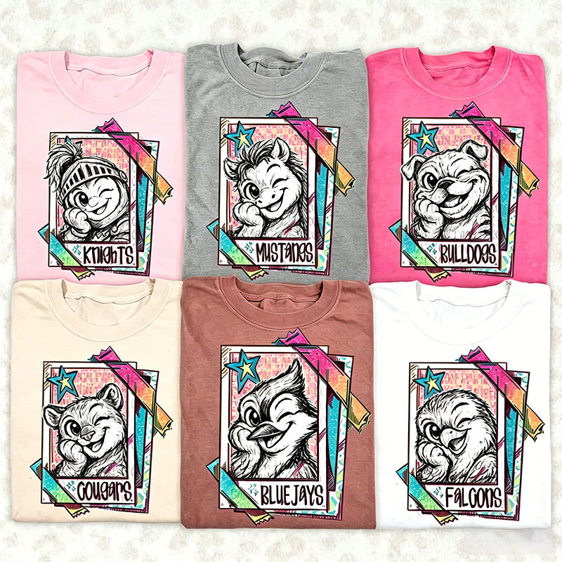 Personalized Mascot School Spirit Hand-Drawn Teacher T-Shirt