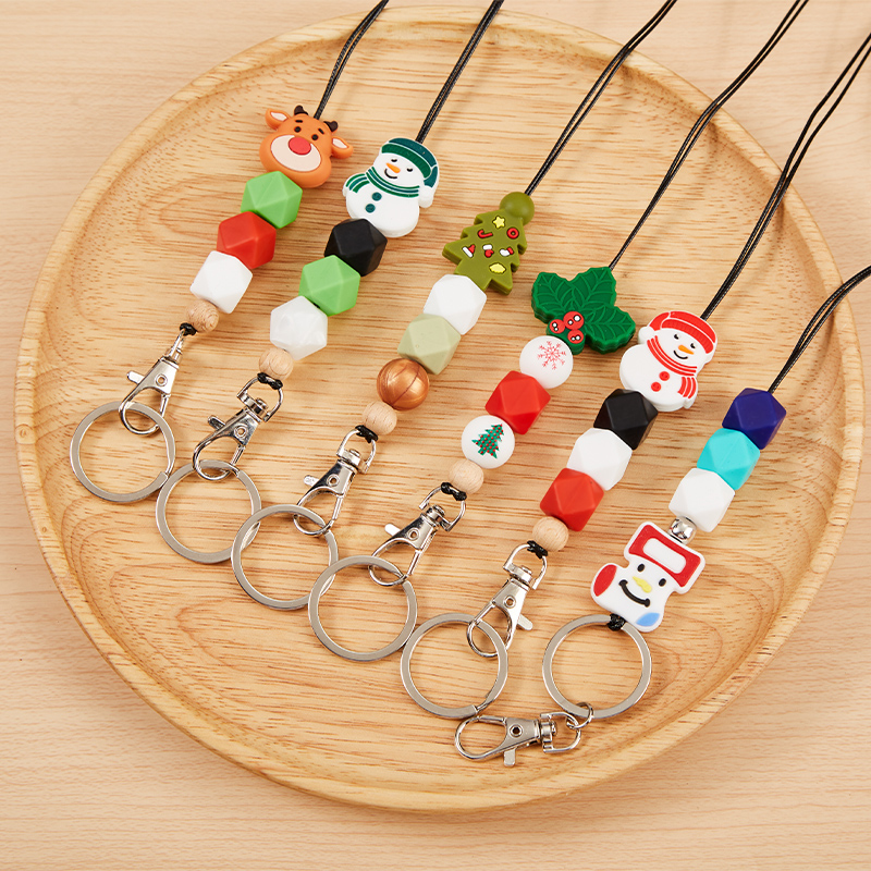 Merry Christmas Beaded Tassel Lanyard