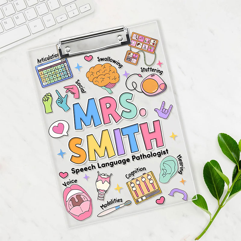 Personalized Name Speech Language Pathologist Teacher Clipboard