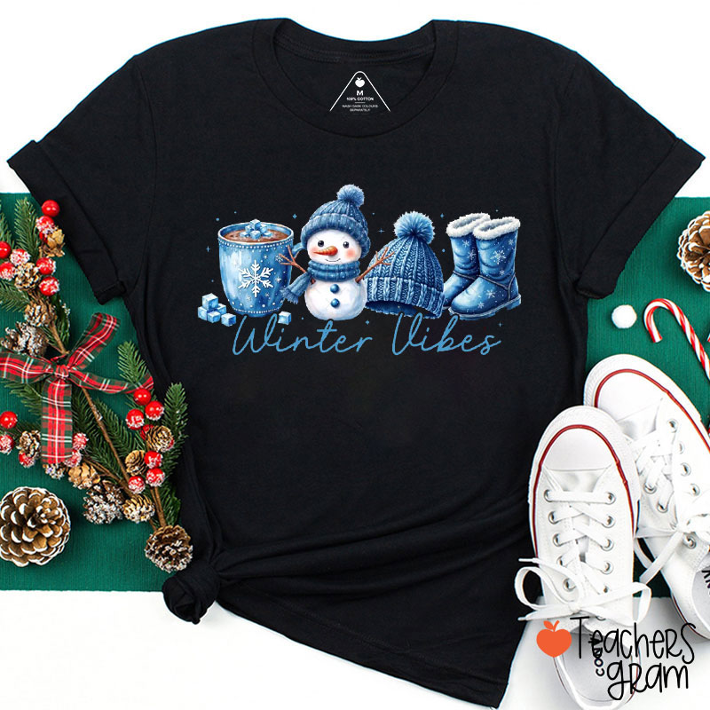 Winter Stuffs Winter Vibes Teacher T-Shirt