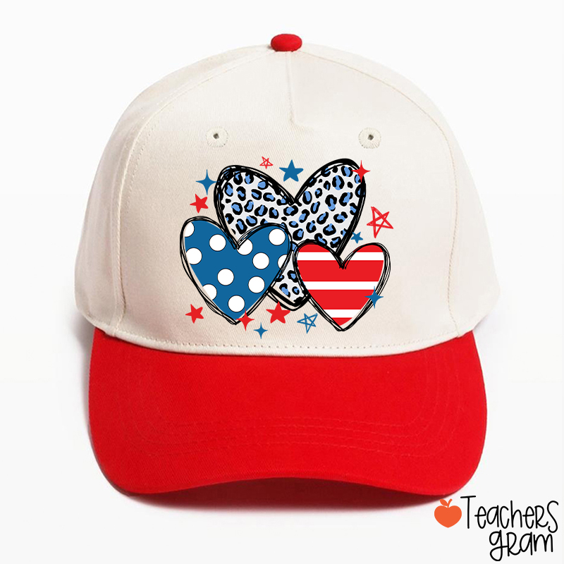 American Hearts Leopard Print Teacher Baseball Cap