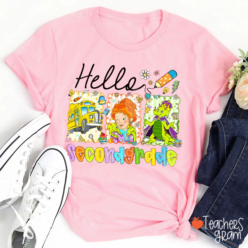 Personalized Hello Grade Magical Children's Books Teacher T-Shirt