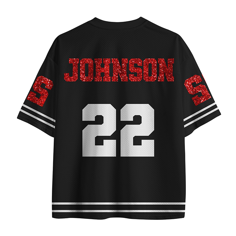 Personalized Mascot And Sport Imitation Glitter Teacher Mesh Jersey