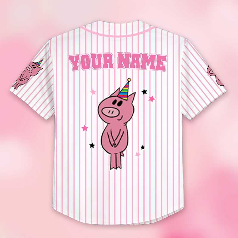 Personalized Pink Piggie Birthday Girl Or Boy Class Baseball Jersey