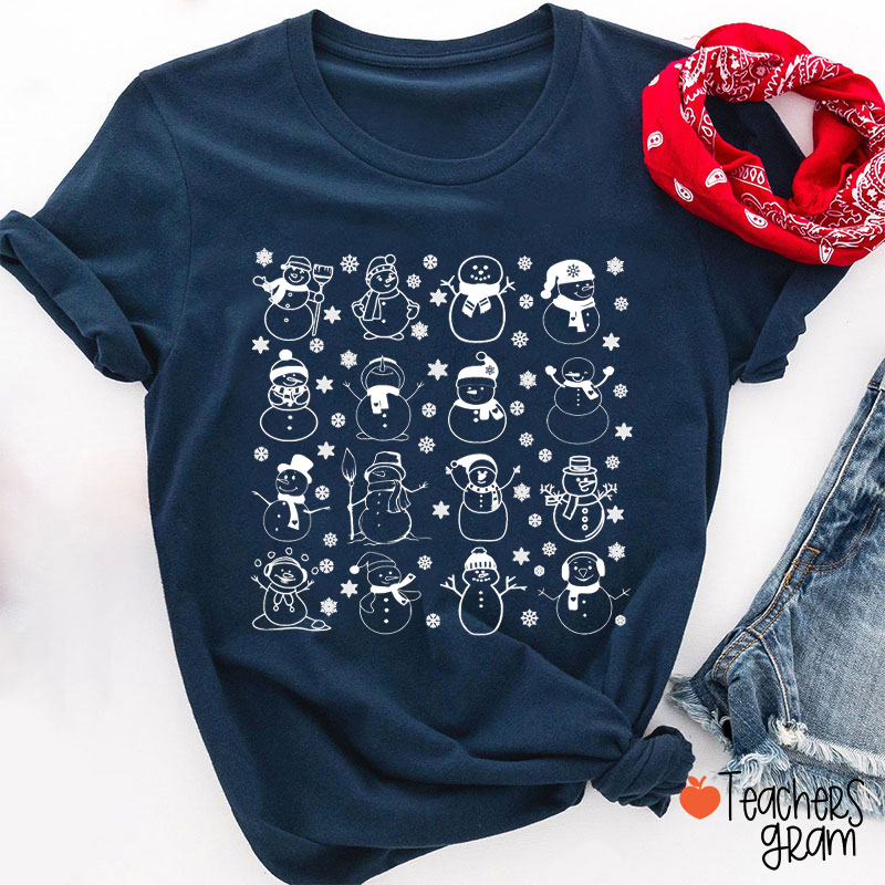 Various Snowmen Teacher T-Shirt