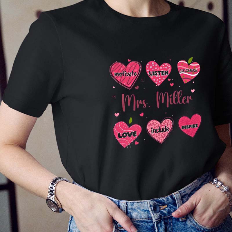 Personalized Motivate Listen Encourage Love Include Inspire Teacher T-Shirt