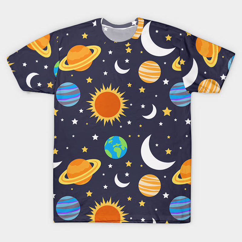 Explore Space With Me Teacher Printed T-Shirt