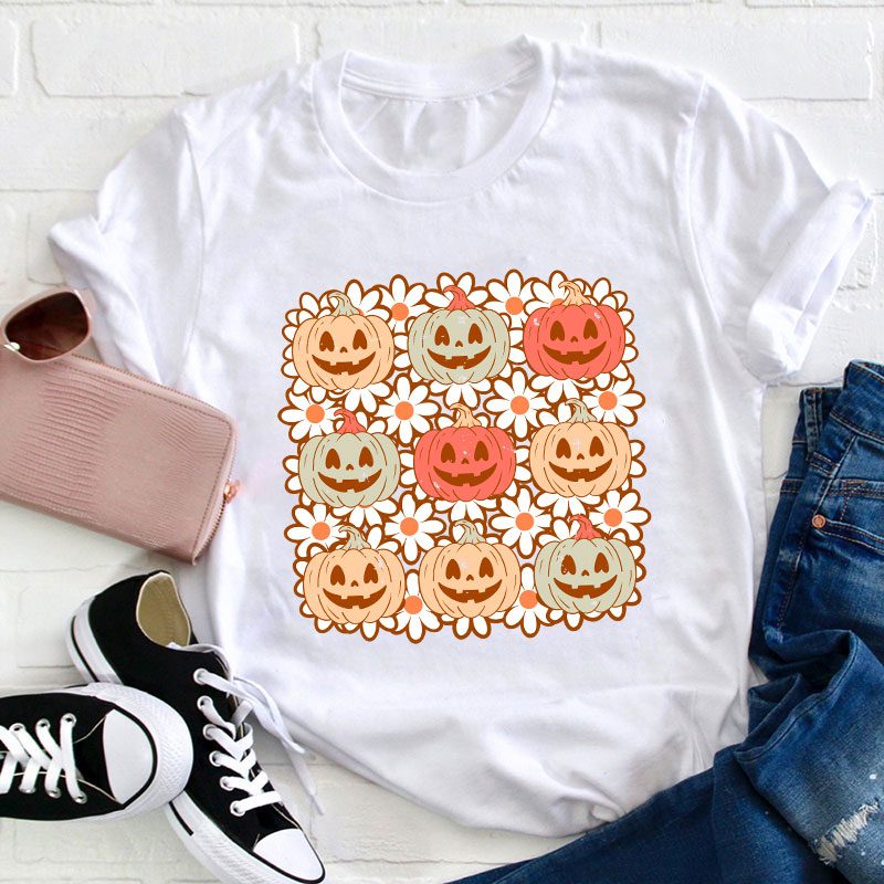 Daisy Pumpkin Teacher T-Shirt