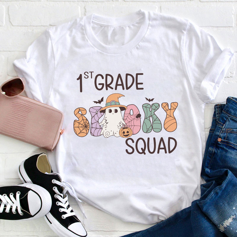 Personalized Grade Spooky Squad Teacher T-Shirt