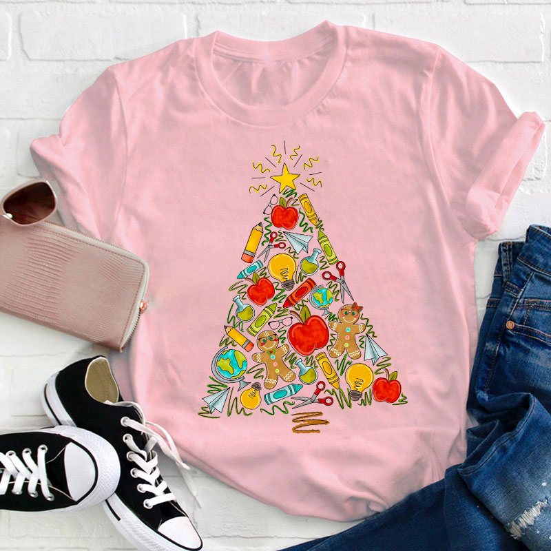 School Christmas Trees Teacher T-Shirt
