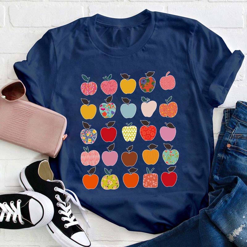 Folk Art Apples Teacher T-Shirt
