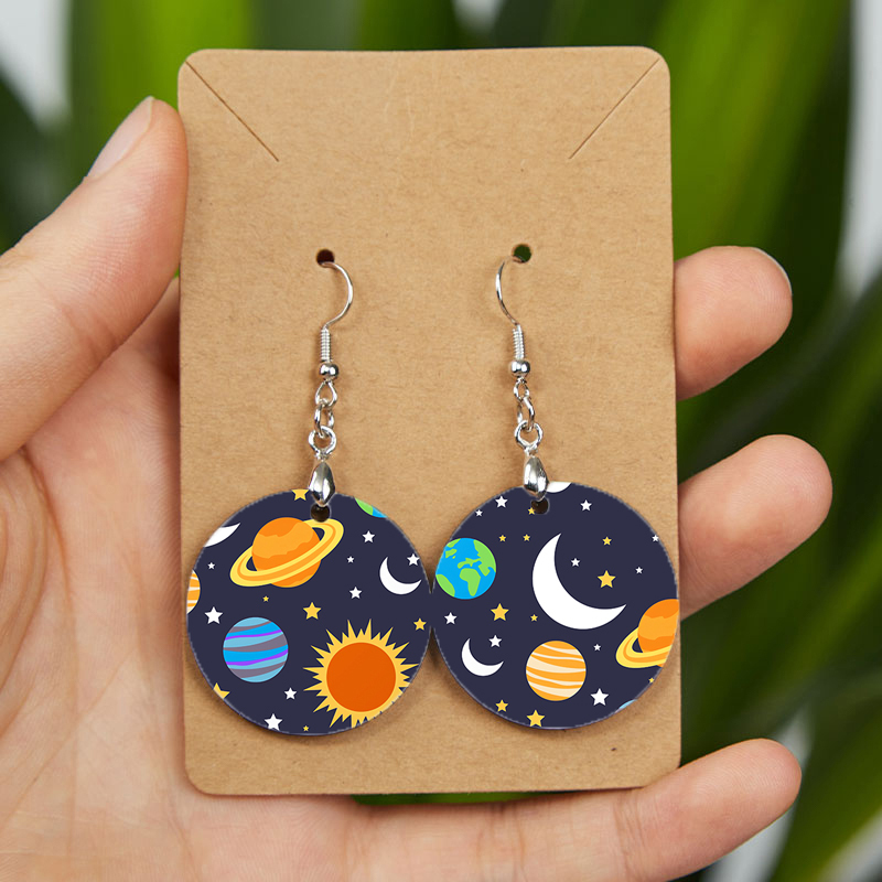 Fly Into Space With Me Teacher Wooden Earrings