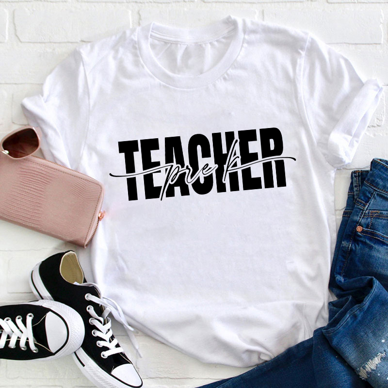 Personalized Simple Style Black Letters Teacher T-Shirt
