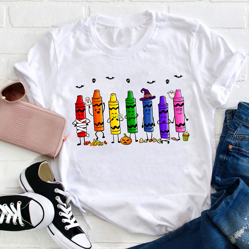 Mood Crayons Halloween Teacher T-Shirt