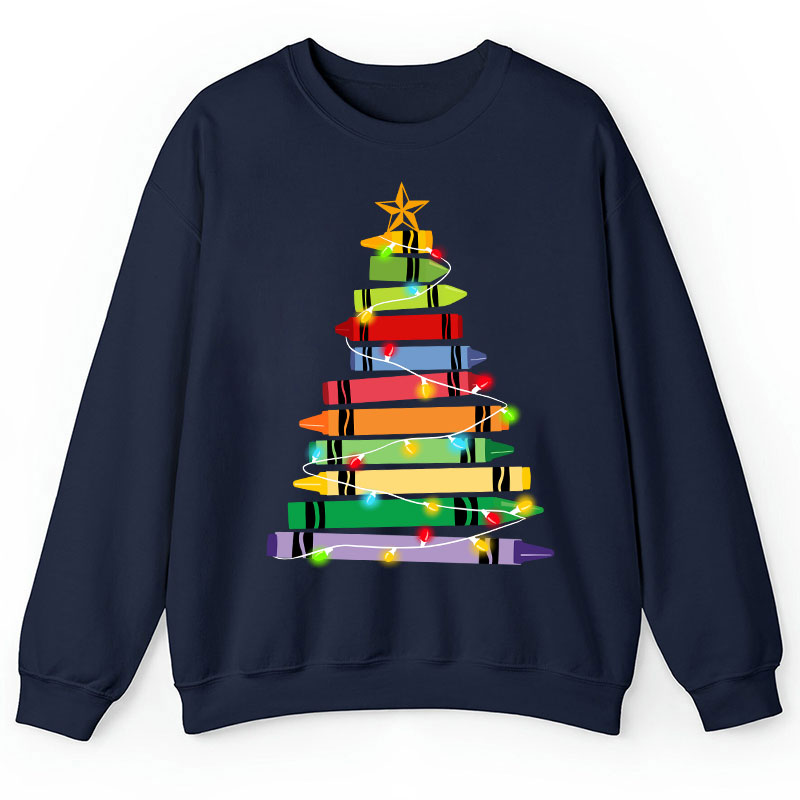 Crayons Tree Colored Ligths Teacher Sweatshirt