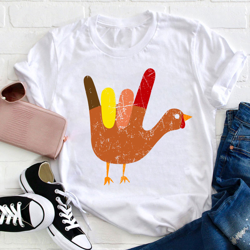Love Peace And Turkey Teacher T-Shirt