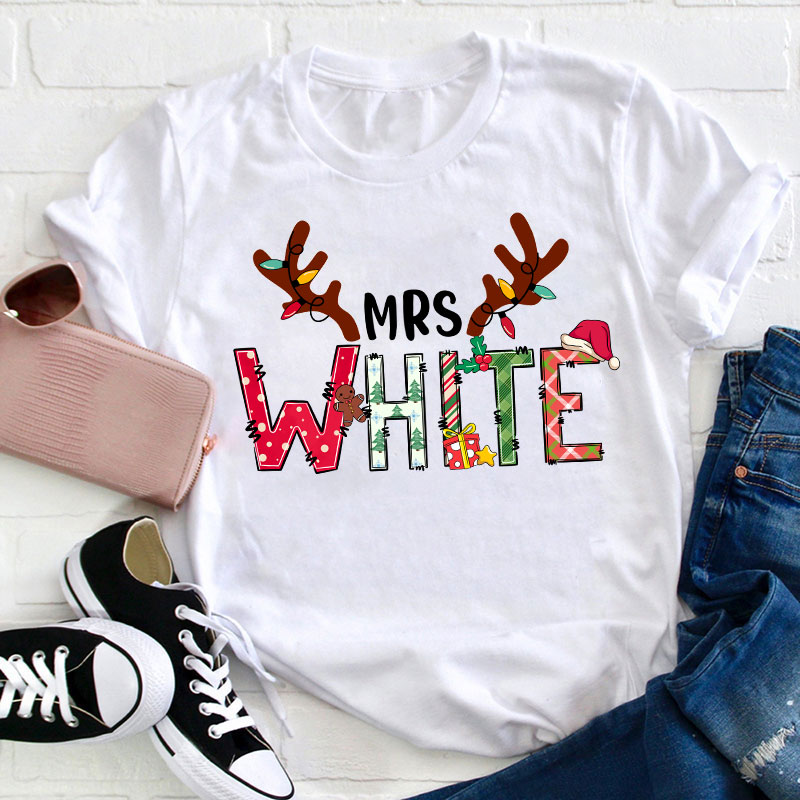 Personalized Santa's Favorite Christmas Teacher T-Shirt