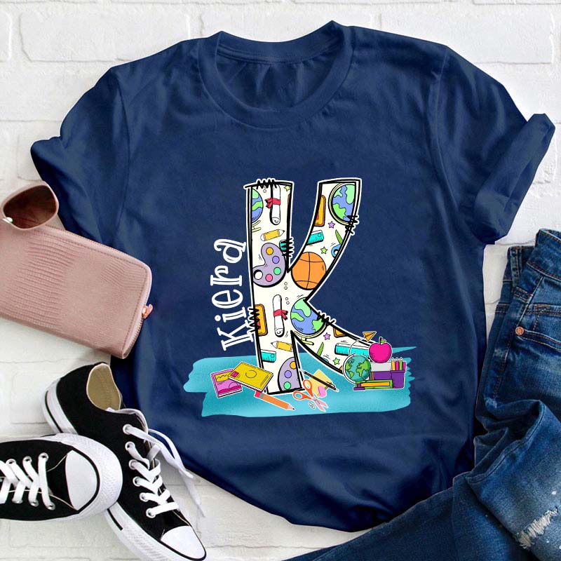 Personalized Large Collection Of Stationery Supplies Teacher T-Shirt