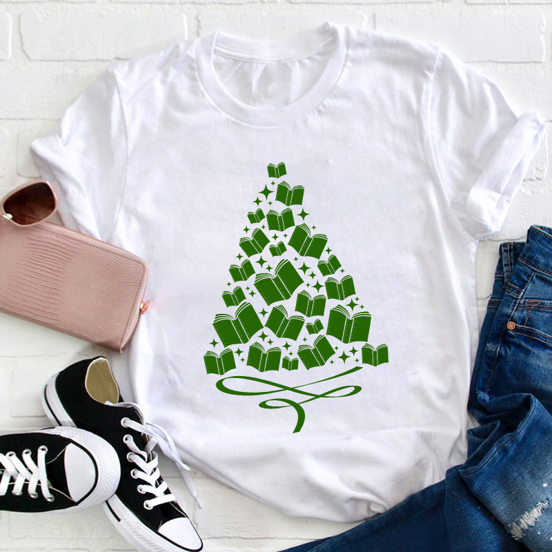 A Christmas Tree Of Books Teacher T-Shirt