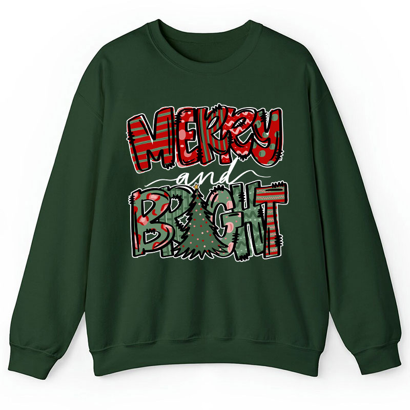 Merry And Bright Christmas Teacher Sweatshirt
