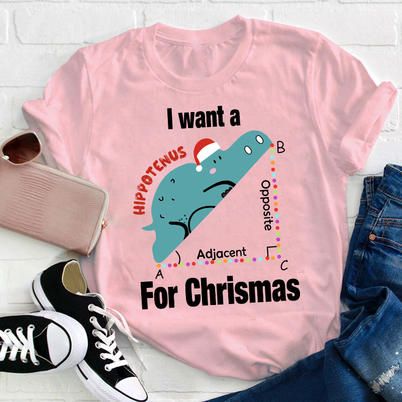 I Want A Hippotenus For Christmas Teacher T-Shirt