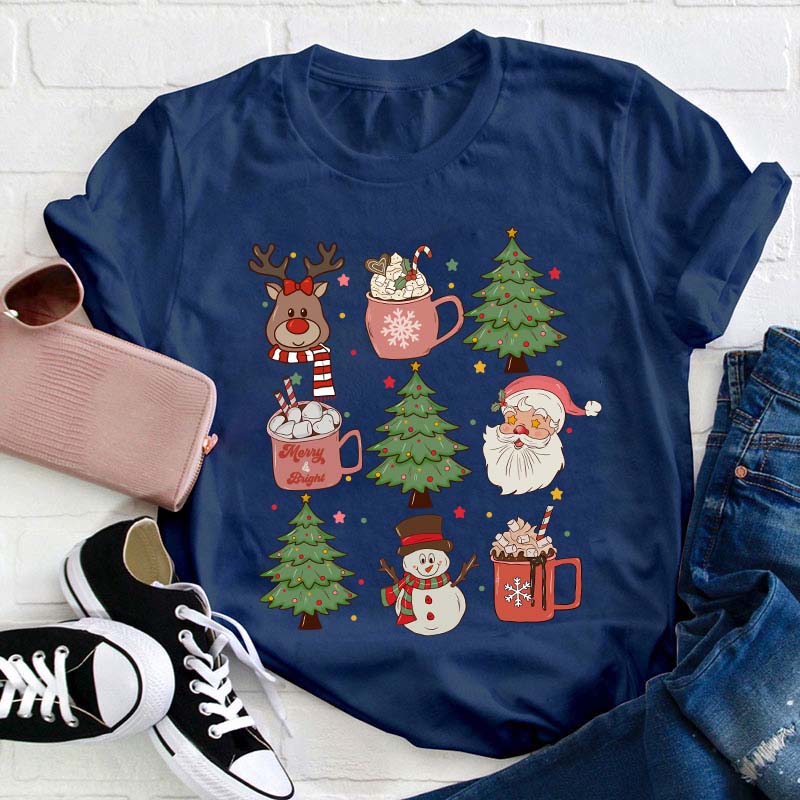 Cute Christmas Elements Teacher T-Shirt