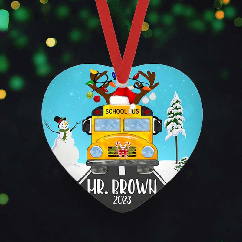 Personalized Bus Driver Ceramic Christmas Ornament