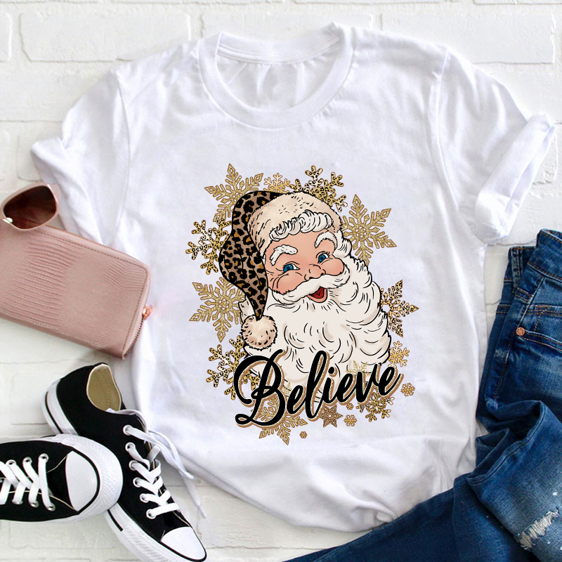 Ho Ho Ho Believe Christmas Teacher T-Shirt