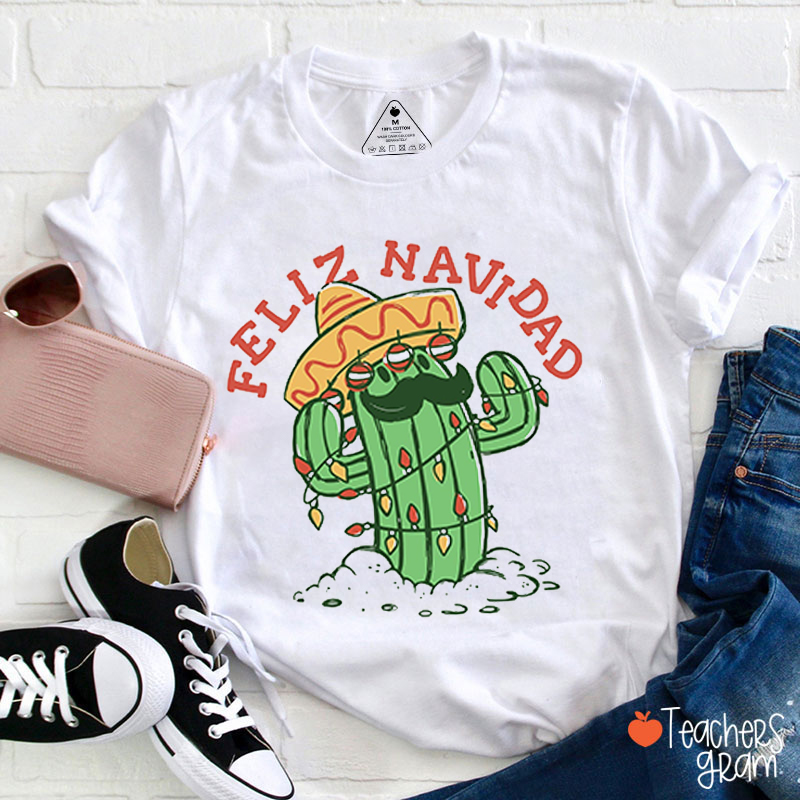 Feliz Navidad Cactus Spanish Teacher T-Shirt