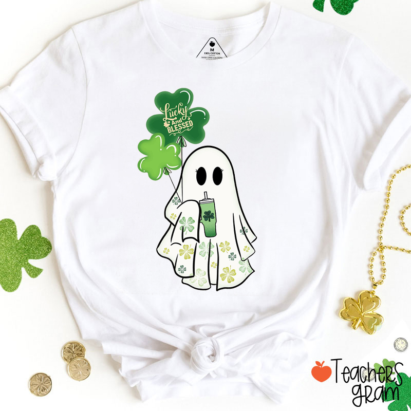 Lucky And Blessed Cute Ghost Teacher T-Shirt