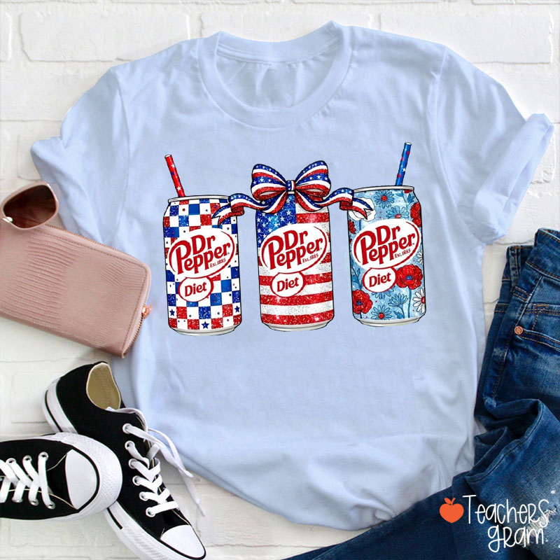 Diet Patriotic Dr Pepper Teacher T-Shirt