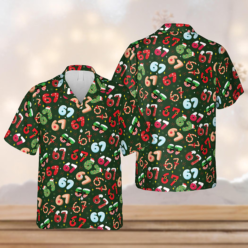 Funny 67 Christmas Hawaiian Teacher Short Sleeve Shirt